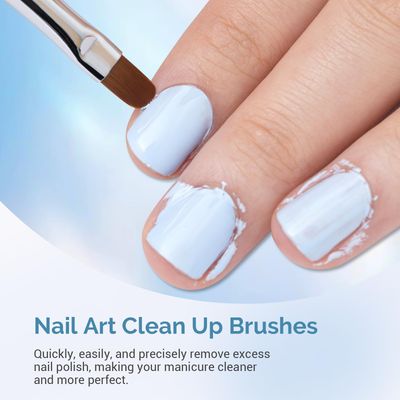 AIRSEE Nail Art Clean Up Brushes, 3 Pcs Painting Brushes for Nails with FlatOvalFine Angled Gel Nail Brushes,Nail Brushes for Cleaning Nail Polish Mistake on the Cuticles