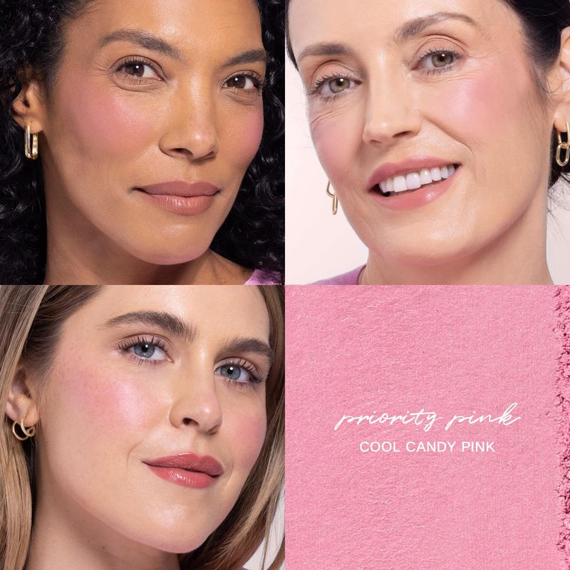 Wander Beauty Hydrating Powder Blush - Lightweight, Pink Blush Makeup with a Blurring, Satin Finish - Buildable Formula with Hyaluronic Acid, Squalane &amp; Aloe Leaf Extract - Priority Pink - 0.18 oz