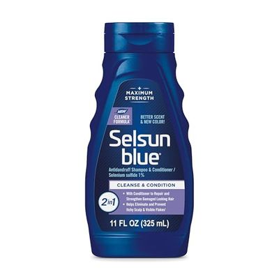 Selsun Blue 2-in-1 Antidandruff Shampoo &amp; Conditioner, Maximum Strength 2-in-1 Treatment With Selenium Sulfide, 11 fl. oz.