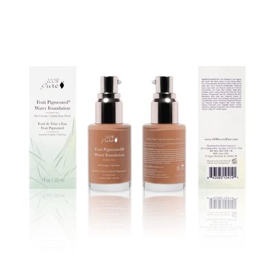 100% PURE Water Foundation Full Coverage Hydrating Makeup, Light Dewy Finish, Moisturizing Concealer for Normal to Dry Skin, Fruit Pigment Color Warm 6.0 wPeachy Undertones for Tan Skin - 1 Fl Oz