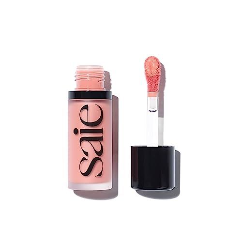 Saie Dew Blush - Lightweight Liquid Blush with a Blendable  Buildable Cream Finish - Dewy Cheek Tint with Doe Foot Wand Makeup Applicator - Travel Size Holiday Gifts - Rosy (.40 oz)