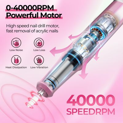 JOSGLOI Electric Nail Drill Professional 40000RPM Electric Nail File Kit E File Nail Drill Machine with LCD Display for Acrylic Gel Nail, Manicure Pedicure Polishing Nail Grinder for Salon Home Use