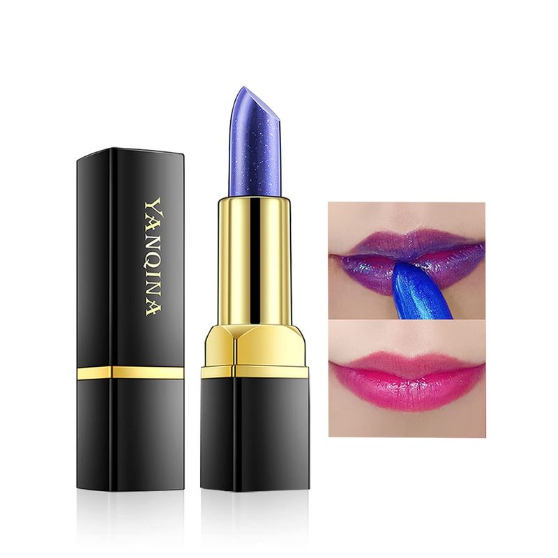 Yeweian Blue Magic Lipstick, Shimmer Color Changing Lipstick(Blue Changed into Pink), Natural Moisturizing Lip Balm Labiales Magicos Long Lasting Nutritious Lipstick For Women