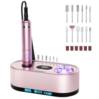 JOSGLOI Electric Nail Drill Professional 40000RPM Electric Nail File Kit E File Nail Drill Machine with LCD Display for Acrylic Gel Nail, Manicure Pedicure Polishing Nail Grinder for Salon Home Use