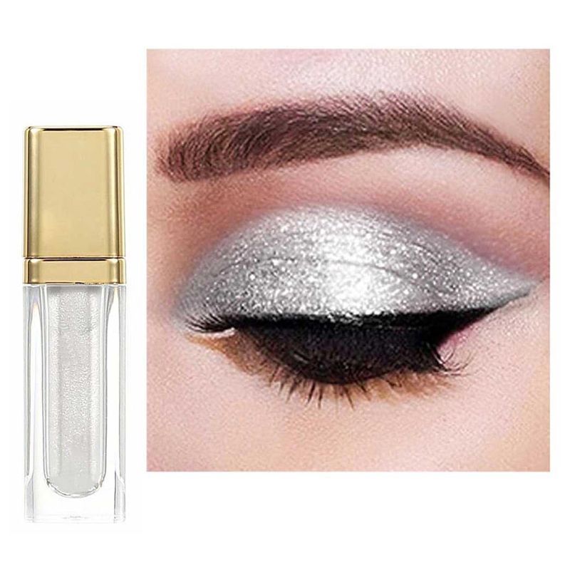 Kilshye Glitter Liquid Eyeshadow Shimmer Eye Shadow Metallic Eyeshadows High Pigment Eyes Shadow Long Lasting Waterproof Eyes Liquid Makeup for Women and Girls Pack of 1 (F- White 1)