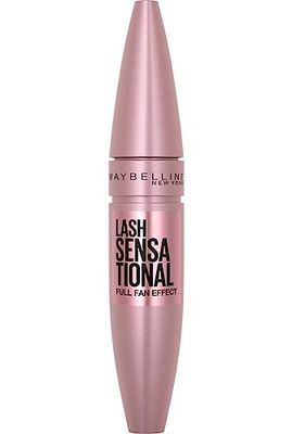 Maybelline Lash Sensational Washable Mascara, Lengthening and Volumizing for a Full Fan Effect, Blackest Black, 1 Count