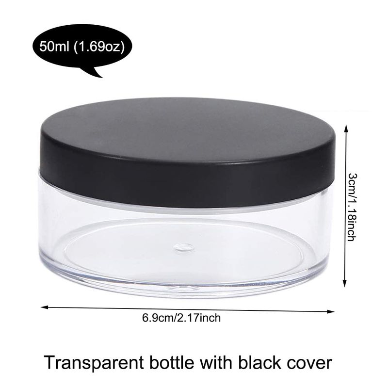 AKOAK Capacity 50 ml(1.69 oz) Empty Reusable Plastic Loose Powder Compact Container DIY Makeup Powder Case with Sifter and Lined Screw Lid,Pack of 1