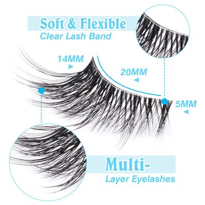 Half Lashes Lashes Natural Look Wispy 34 False Eyelashes Fluffy Clear Band False Cat Eye Lashes that Look Like Extensions Soft Handmade Reusable Lashes Pack