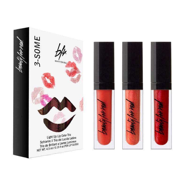 Beauty For Real 3-Some Lip Trio, So Hot - Includes Lip Cream  Color in Infrared and Lip Gloss  Shine in Orange Rush &amp; Light My Fire - With Mirror &amp; LED Light