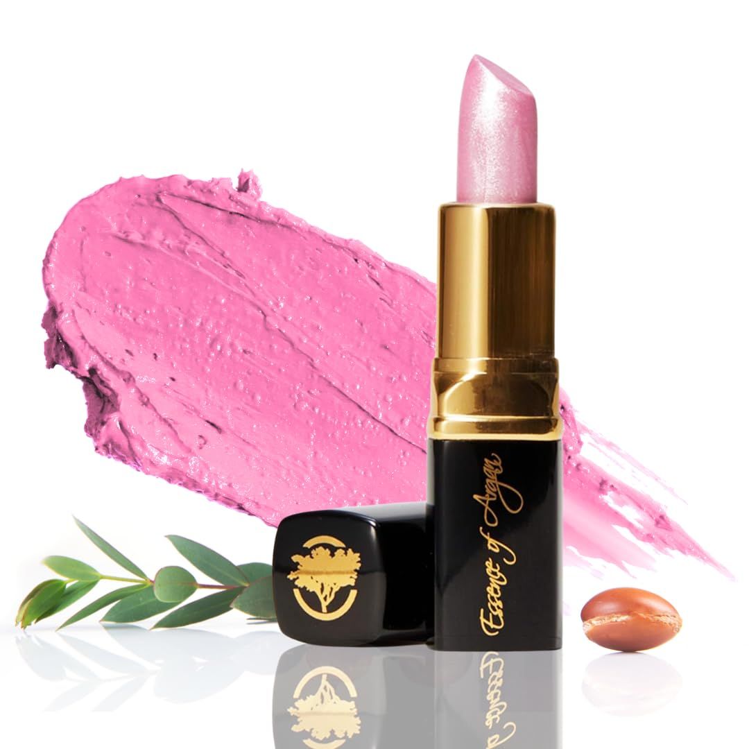 Essence Of Argan Deep Moisturizing Long Lasting Lipstick &amp; Lip Care with 100% Pure Organic Argan Oil, Shea Butter, Jojoba Oil &amp; Aloe Vera Pink Luster