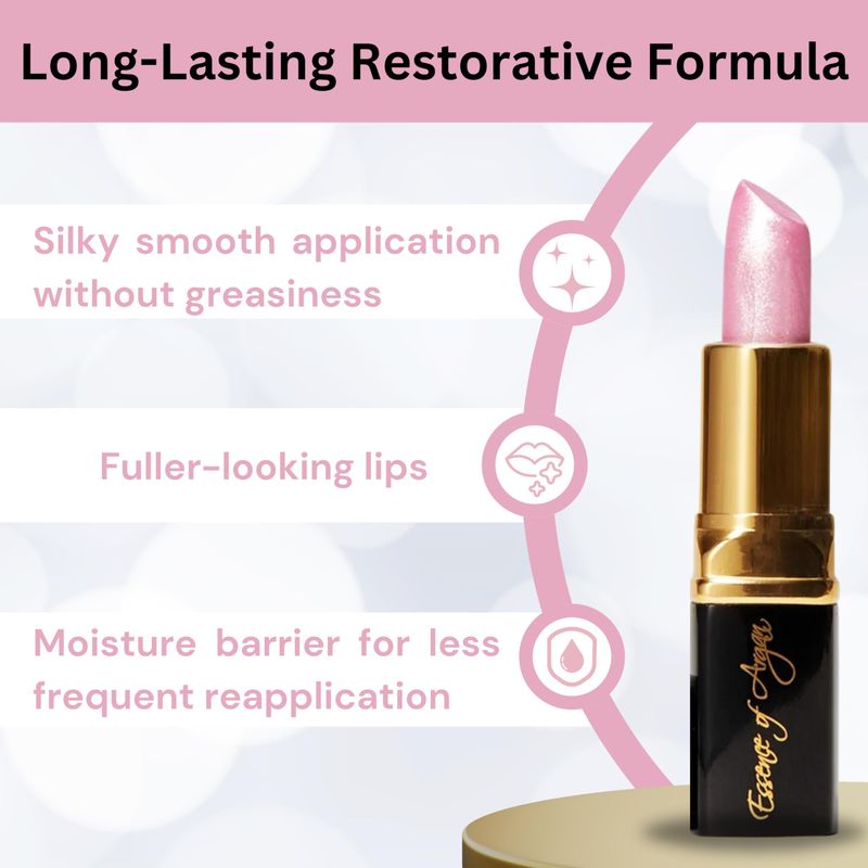 Essence Of Argan Deep Moisturizing Long Lasting Lipstick &amp; Lip Care with 100% Pure Organic Argan Oil, Shea Butter, Jojoba Oil &amp; Aloe Vera Pink Luster