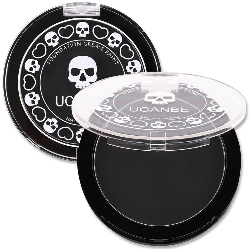 UCANBE Black Cream Face &amp; Body Makeup Foundation, Professional Non-Toxic Greasepaint, Halloween Face Body Paint Palette for Kids &amp; Adults, Facepaint for SFX Clown Zombie Vampire Skull Skeleton Cosplay