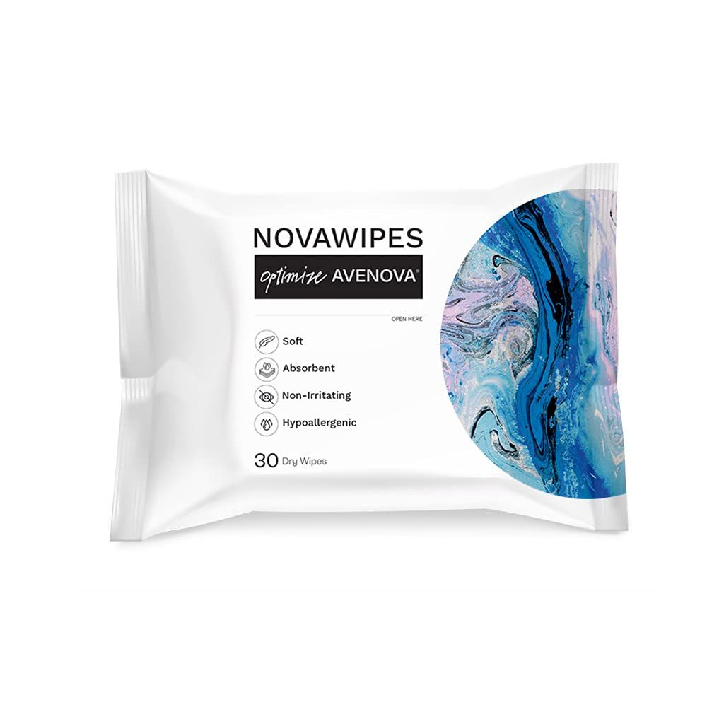 NovaWipes By Avenova - Soft, Strong, Hypoallergenic, Non-Irritating, Durable, Absorbent, Multi-Layer Dry Wipes for use when Applying Avenova Spray (30 count)