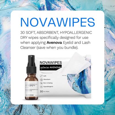 NovaWipes By Avenova - Soft, Strong, Hypoallergenic, Non-Irritating, Durable, Absorbent, Multi-Layer Dry Wipes for use when Applying Avenova Spray (30 count)