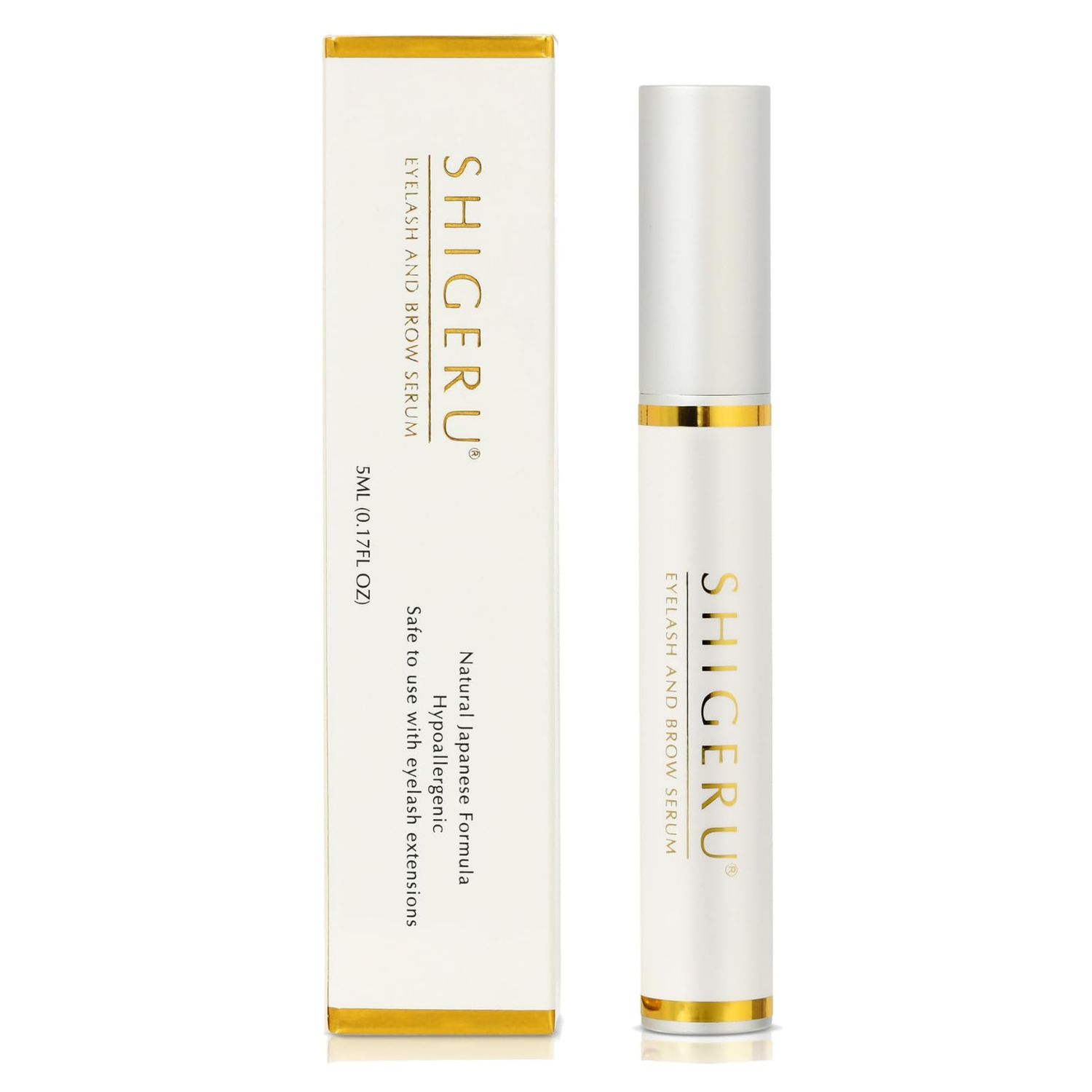 SHIGERU Lash Serum and Eyebrow Growth Serum, Eyelash Serum, Oil-Free Eyelash Growth Serum, Japanese Formula Eye Lash and Brow Growth Serum, Natural Lash Enhancing Serum - 5ml