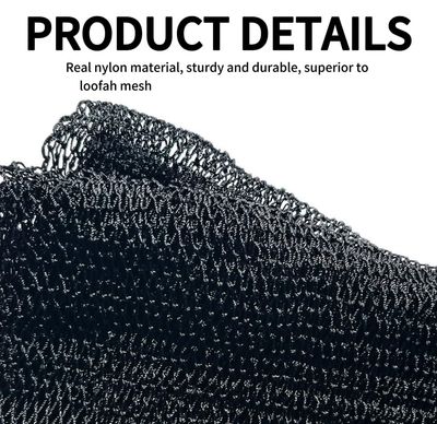 SPMKTBOZAI African Net Sponge Authentic, African Exfoliating Sponge Real African Net Black Owned, African Bath Sponge Back Scrubber, Body Exfoliator Shower Bath Accessories (Black)