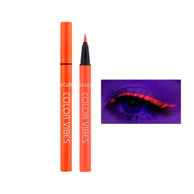Wismee UV Glow Neon Liquid Eyeliner, Matte Colored Eyeliners Pen, Rainbow Colorful Neon Eyeliner Pencil Pigmented Waterproof Smudgeproof Long Lasting Eye Liner for Halloween Christmas Makeup (Orange)