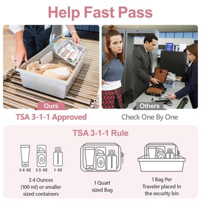 PACKISM Clear Toiletry Bag, 3 Pack TSA Approved Toiletry Bag Quart Size Bag, Travel Makeup Cosmetic Bag for Women Men, Carry on Airport Airline Compliant Bag, White (for age 12 or above)