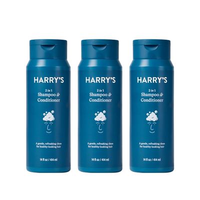 Harry&#39;s Men&#39;s 2 in 1 Shampoo and Conditioner for All Hair Types | Gentle &amp; Refreshing | 14 Fl Oz, 3 Count