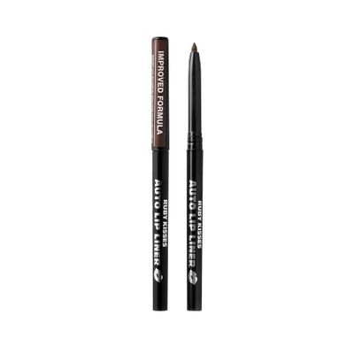 Ruby Kisses Auto Lip Liner Pencil, Long Lasting & Non-Fading, Smooth Application, Non-Feathering with Rich Color, No Sharpener Needed, Ideal for Full Lips Look (Dark Brown) (3 PACK)