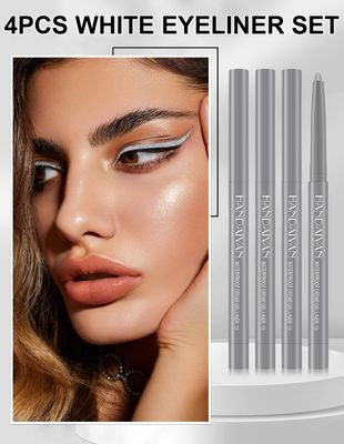 Jutqut 4PCS Shimmer Silver Eyeliner Pencil, Eye Liner Pencils, Waterproof Eyeliner Pencil & Smudge Proof Long-lasting, Eye Shadow Pencil, High-Pigmented Colorful Eye Liner Pencils, Retractable Pencil