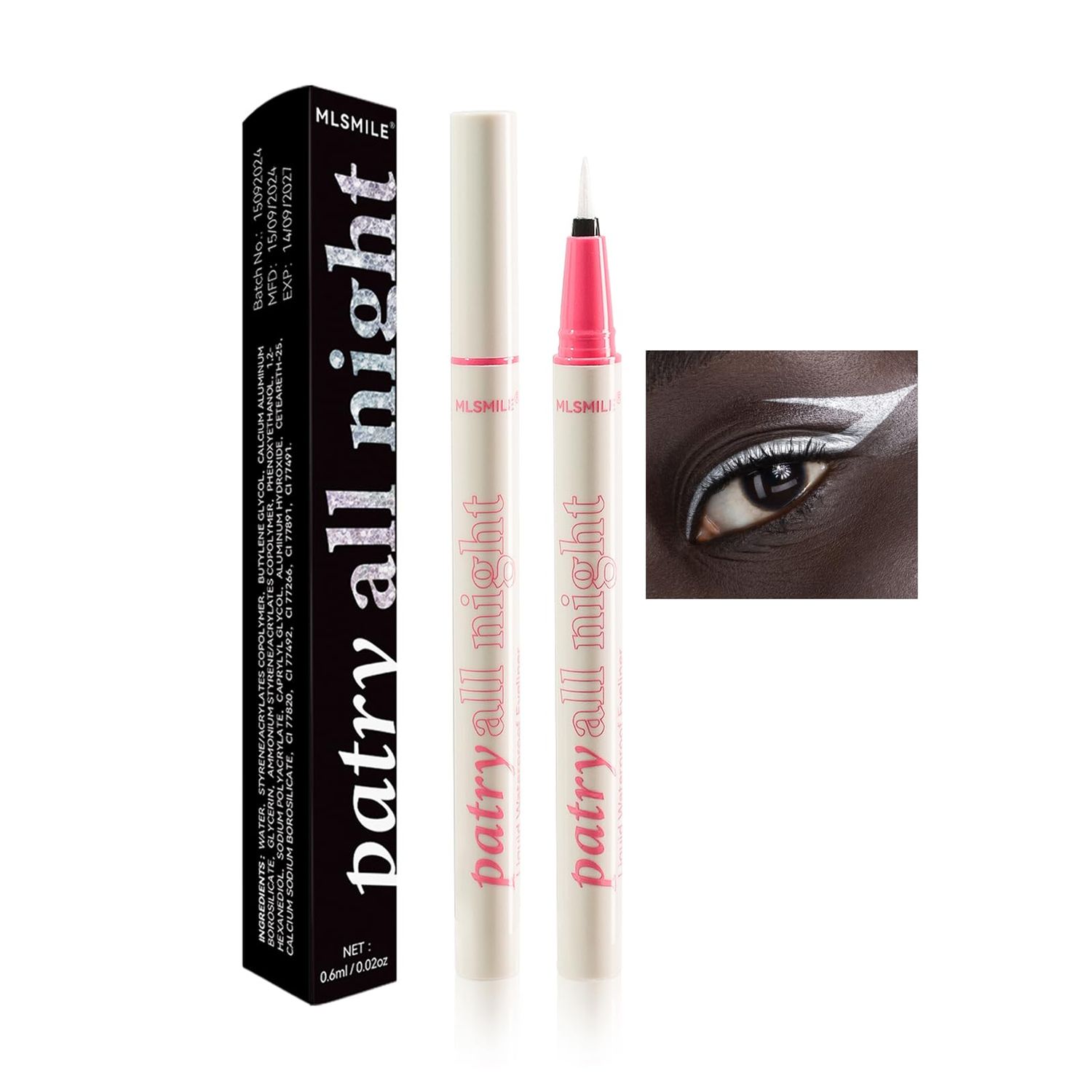 MIESCHER Liquid Eyeliner Pen, Waterproof Eyeliner Long-lasting Eyeliner, Matte Eyeliner Smudge-Proof Easy To Use, White Black Dark Brown Silver Colorful Eyeliner Smooth Eye Makeup for Women, 04 Silver