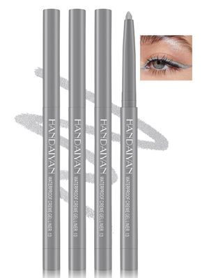 Jutqut 4PCS Shimmer Silver Eyeliner Pencil, Eye Liner Pencils, Waterproof Eyeliner Pencil &amp; Smudge Proof Long-lasting, Eye Shadow Pencil, High-Pigmented Colorful Eye Liner Pencils, Retractable Pencil