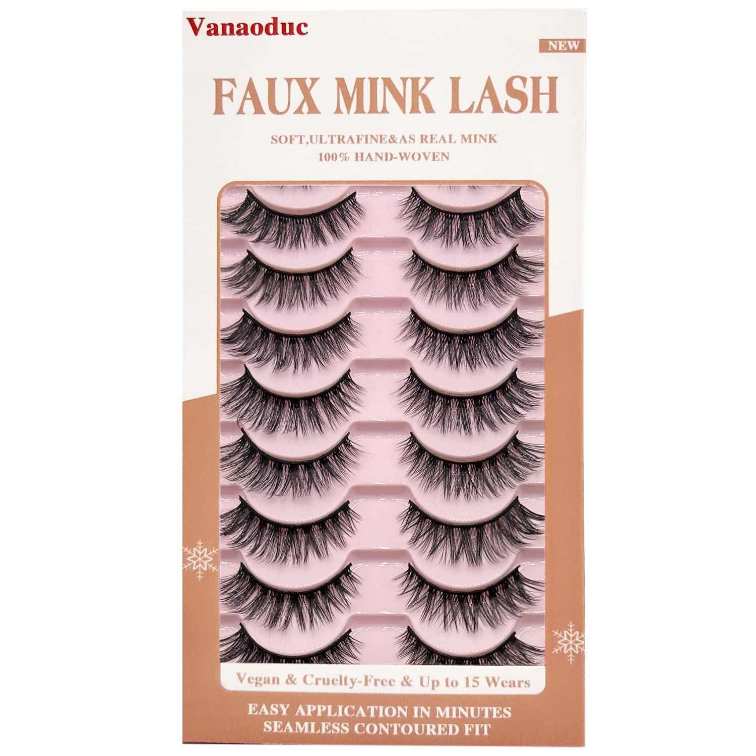 VANAODUC Eyelashes Cat Eye Lashes Natural Look,Wispy Eyelashes Lightweight Mink Lashes, Comfortable, Reusable, Cruelty-Free, 10 Pairs Fake Eyelashes,Eyelash Length Range of 9-14MM