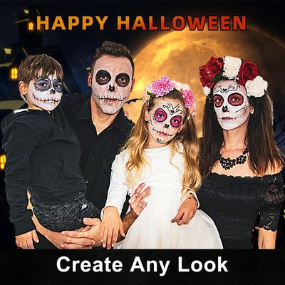 White Black Face Body Paint,Halloween Clown Makeup Kit with 2 Brushes,Professional White Black Face Body Painting Kit for Clown, Joker, Theater, Cosplay, Costume, SFX Make-up