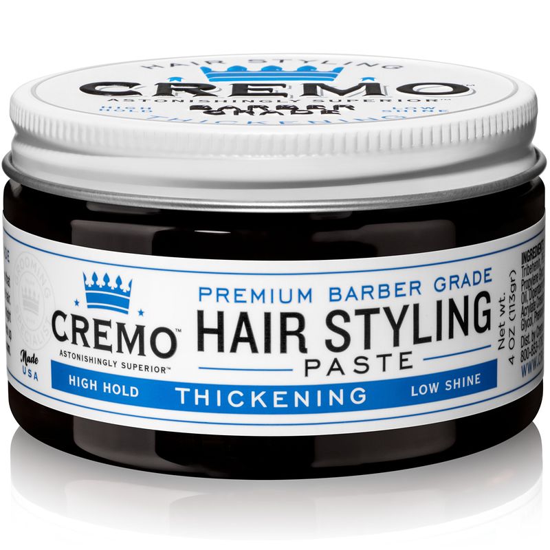 Cremo Mens Hair Paste - Premium Barber Grade Thickening Paste with High Hold and Low Shine, 4 Oz