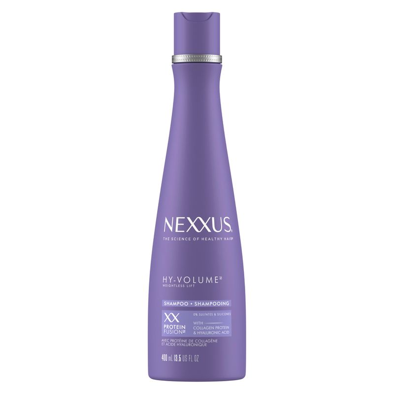 Nexxus HY-VOLUME Weightless Lift Shampoo PROTEIN FUSION with Collagen Protein &amp; Hyaluronic Acid For Flat &amp; Limp Hair for 48 Hours of Volume 13.5 Fl Oz