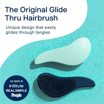 Crave Naturals Glide Thru Detangling Brush - Detangler Brush for Natural, Curly, Straight, Wet and Dry Hair for Adults and Kids - Hair Brush for Little Girls, Toddlers, Teens - 7.5 x 3 in, Turquoise
