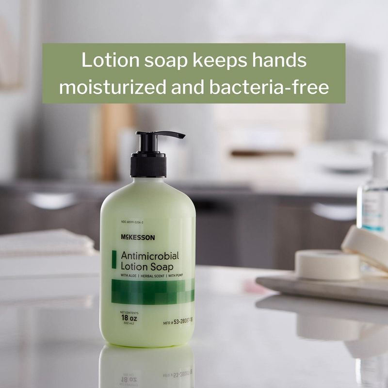McKesson Antimicrobial Lotion Hand Soap with Aloe, Herbal Scent, 18 oz