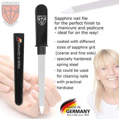 3 Swords Germany - Brand Quality Double Sided (fine &amp; coarse) Sapphire Metal Pocket Nail File (1 Piece), Made in Solingen Germany