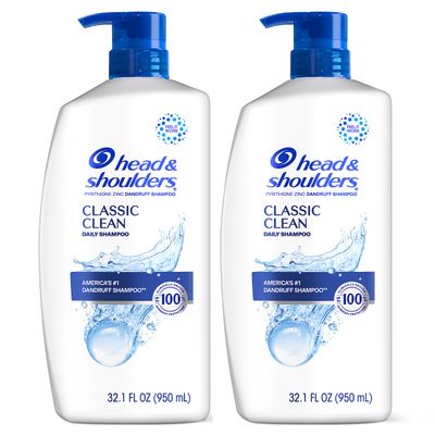 Head &amp; Shoulders Classic Clean Dandruff Shampoo Twin Pack, Anti-Dandruff Daily Use, Paraben-Free, Color-Safe, 32.1 Fl Oz Each (Set of 2)