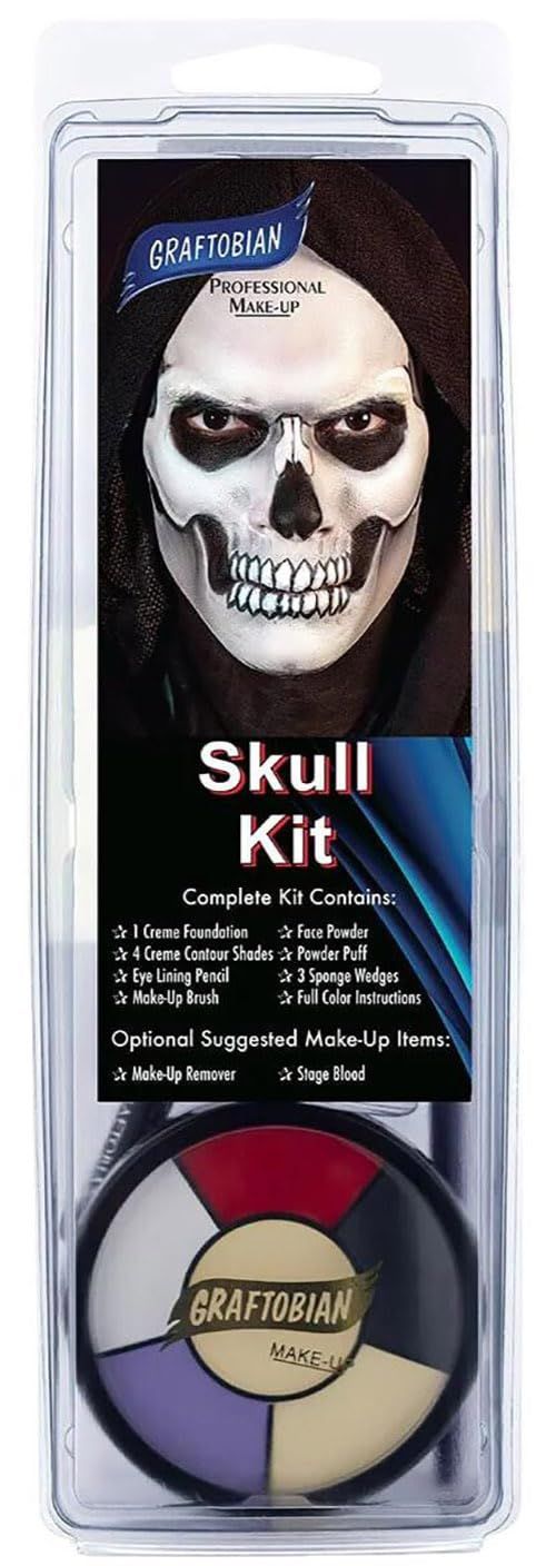 Graftobian Skull Makeup Kit - Skeleton Makeup Set for Costumes, Cosplay, and Halloween