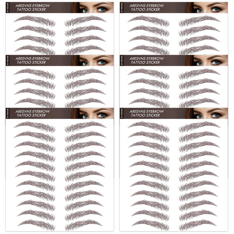 Aresvns 66 Pairs 4D Eyebrow Tattoos Brown! Waterproof Imitation fake eyebrows (Only for People without Eyebrows)