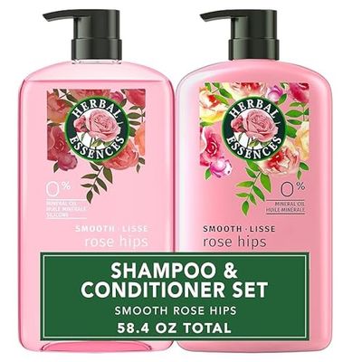 Herbal Essences Shampoo &amp; Conditioner Set, Smooth Collection, Paraben-Free, Color-Safe, with Rose Hips &amp; Vitamin E, 29.2 Fl Oz Each, 2-Pack