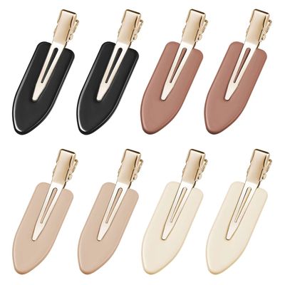 YIERSO 8 Pcs No bend Hair Clips No Crease Makeup Hair Clip Duckbill Clips No Dent Creaseless Flat Clip Alligator Hair Barrettes for Salon Hairstyle Women Girls Makeup Accessories (Black Coffee)