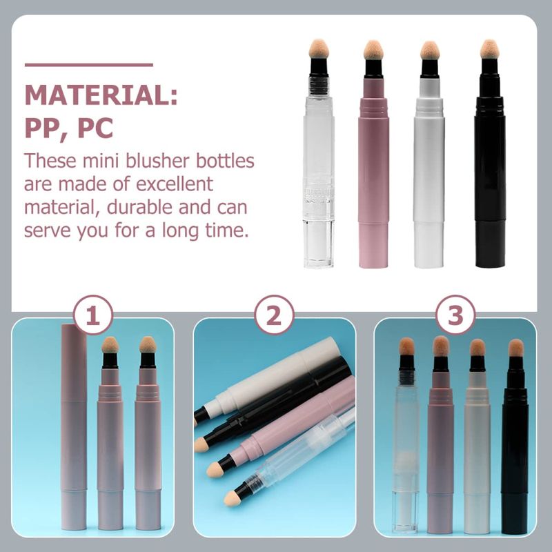 Beavorty 4pcs Gloss Portable Cream Practical Oil Blusher for Twisting Balm Makeup Glazes Refilllable Ml Brush Concealer Container Blush Creative Rotating Liquid with Bb Cosmetic Tube