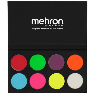Mehron Makeup Paradise FX Neon UV Glow 8 Color Palette | Magnetic Refillable Special Effects Paint Palette | Professional Water Activated Paint for Raves, Costumes, SFX, Halloween, &amp; Cosplay