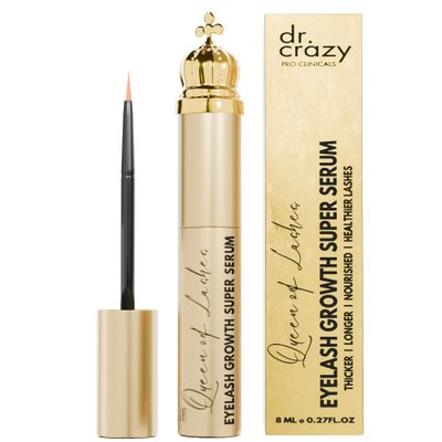 Dr Crazy Eyelash Growth Serum | Lash Serum with Ginseng Root Extract &amp; Peptides | Advanced Lash Growth Serum Formula to Boost Longer Fuller | 8ml