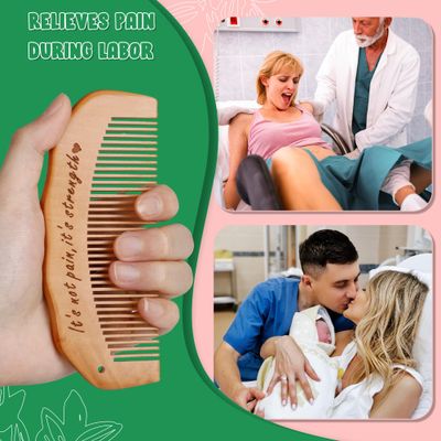 Arrozon Birth Comb for Women Labor, Wooden Labor Comb Natural Labor and Delivery Essentials, Birthing Comb Labor Gifts for Pregnant Women, Wood Comb Baby Shower Gifts (Designed for Moms)