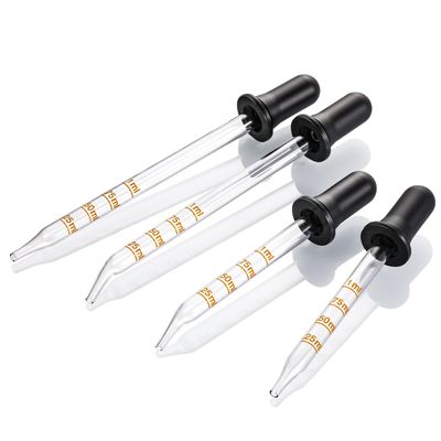 4 Pack, 1 mL Glass Eye Dropper with Measurement - Long &amp; Short, Bent &amp; Straight Tip Calibrated Glass Medicine Droppers, Accurate Dose Pipette Dropper for Essential Oils, Feeding, Ear, Lab, Health Care