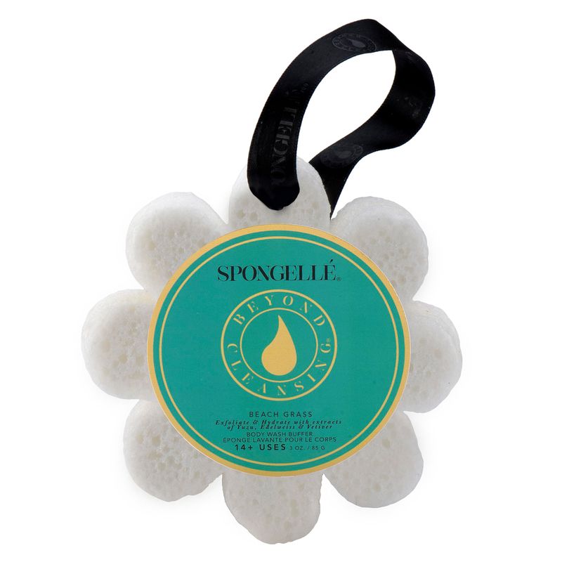 Spongelle Beach Grass Wild Flower Buffer Body Scrubber | Bath &amp; Shower Loofah for Women | Exfoliator with Body Wash Infused Sponge | 14 uses