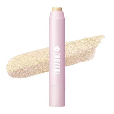 Daisy Doll Dual Color Eyeshadow Stick, Japanese Two-Tone Cream Eyeshadow Pencil, Long-Lasting &amp; Moisturizing, Highly Pigmented Eye Makeup for Easy Glide, 0.74 Oz, Pinkish Silver