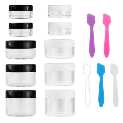 Accmor 10 Pieces Makeup Travel Containers with Lids 35 1015 20 Gram Size Cosmetic Jars with 5 Pieces Mini Spatulas for Gift(random color)