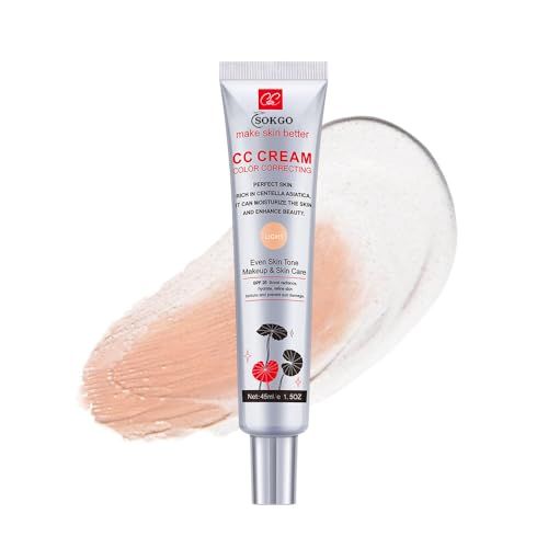 Color Correcting CC Cream with Centella Asiatica, Full-Coverage Foundation, Color Correcting Cream with SPF 25, Even Skin Tone, Hydrating Cream