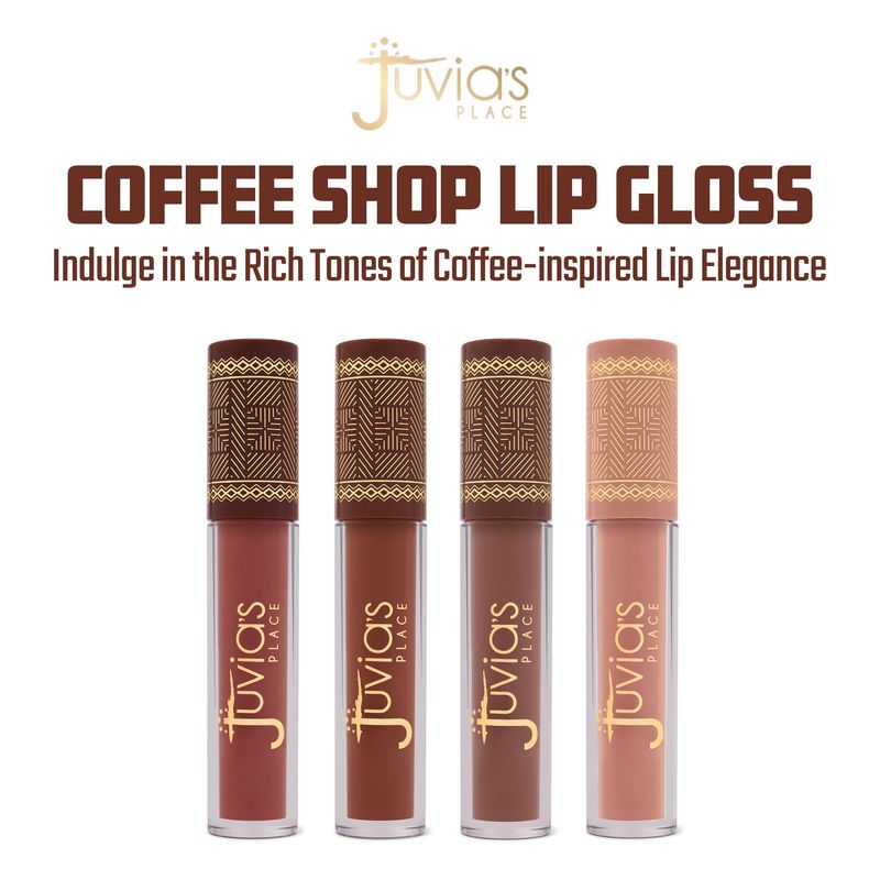 Juvia's Place Coffee Shop Lip Gloss CookieButter - Moisturizing Beauty Tinted Clear Glows Hydrating Long Lasting Plumping Shine Glossy Colored Pout Stains Plumper Light Glass Filler Glaze Balm Makeup