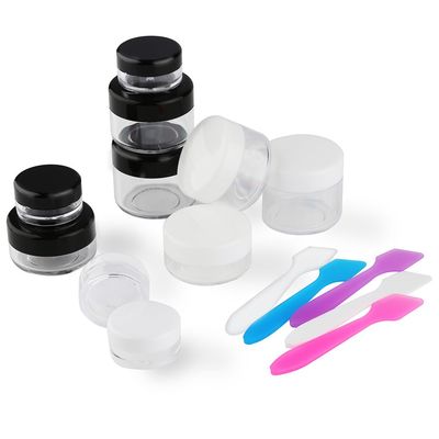 Accmor 10 Pieces Makeup Travel Containers with Lids 35 1015 20 Gram Size Cosmetic Jars with 5 Pieces Mini Spatulas for Gift(random color)